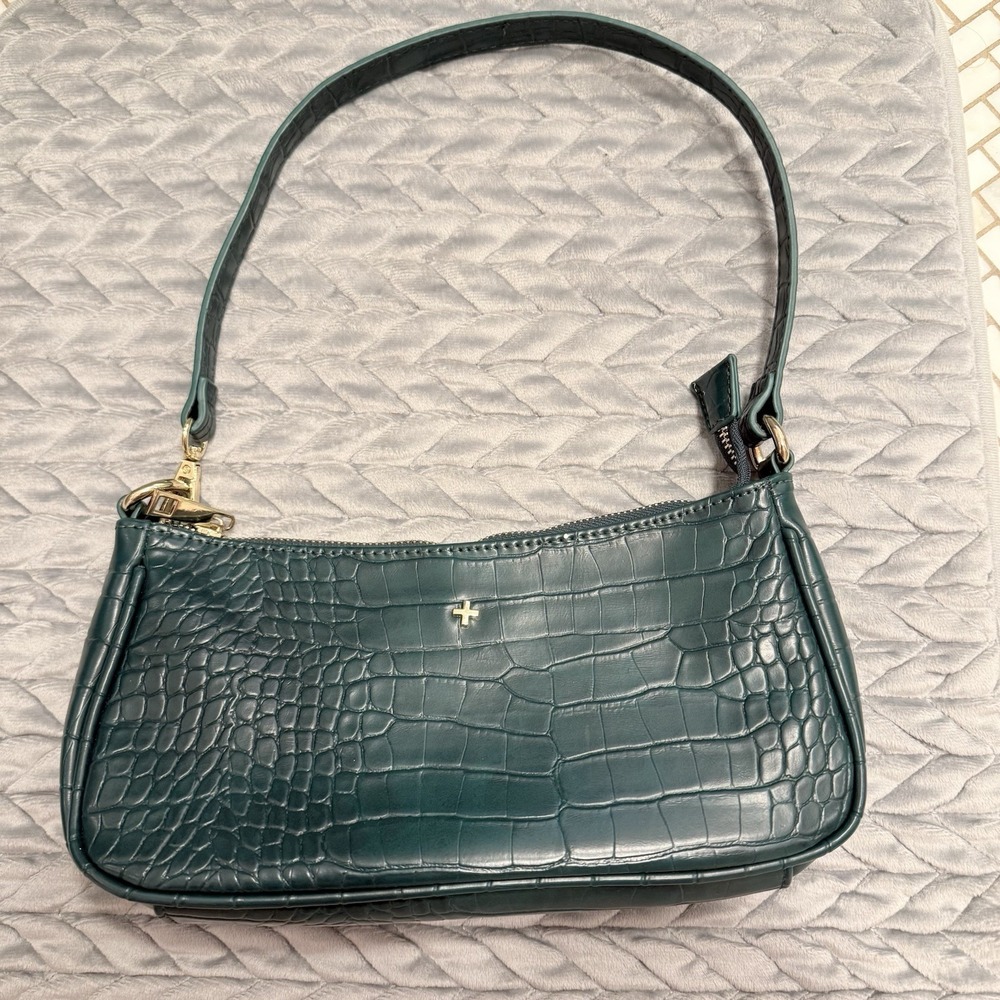 PETA And Jain Croc Embossed Dark Green Bag